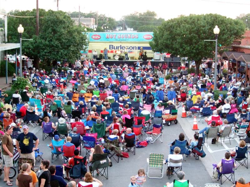 photo of crowd listening to band perform